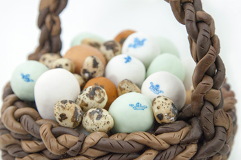 Basket with selection of eggs