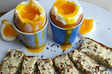 soft boiled eggs with wholegrain soldiers