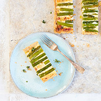 Asparagus, leek and bacon tart - Clarence Court Recipes