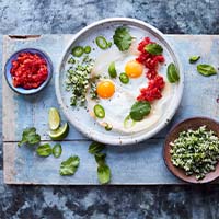 Sri Lankan egg hopper with spicy onion relish - Clarence Court Recipes