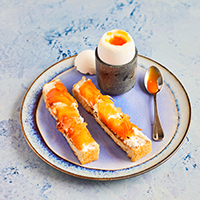 Smoked salmon soldiers - Clarence Court Recipes