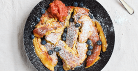 Clarence Court eggs Kaiserschmarrn pancakes