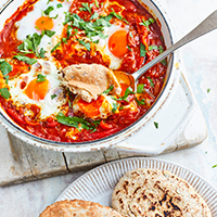 Moroccan-influenced spiced shakshuka - Clarence Court Recipes