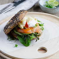 Nicola Millbank’s smoked salmon & wasabi Hollandaise bagel - Clarence Court Recipes