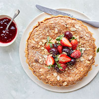 Bonne Maman cherry and raspberry bakewell tart - Clarence Court Recipes