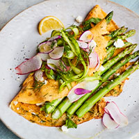Simple herby asparagus omelette - Clarence Court Recipes