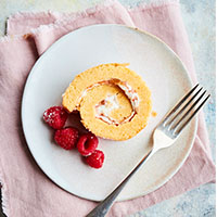 Raspberry, cream & almond swiss roll - Clarence Court Recipes