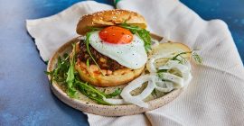 Clarence Court eggs chorizo burger