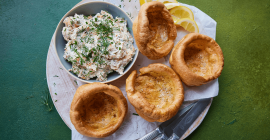 Clarence Court eggs Yorkshire pudding popovers
