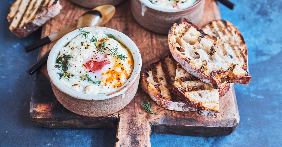 Spinach and feta baked eggs