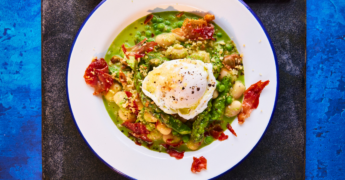 Parma ham egg and asparagus