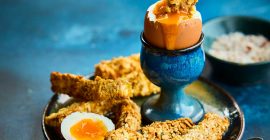 Crispy courgette dippy eggs