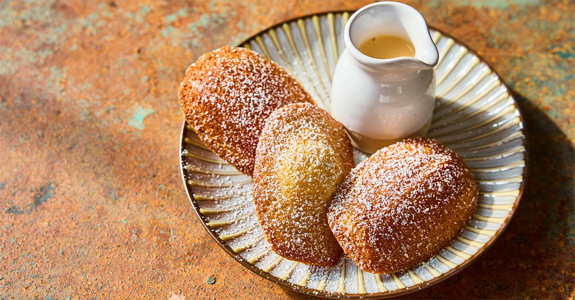 Citrus Madeleines with creme anglaise